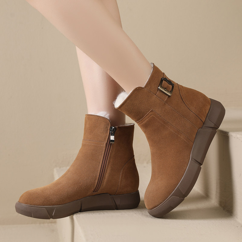 时尚牛反绒厚底冬靴加绒保暖羊毛短靴舒适百搭防滑雪地靴妈妈鞋,女鞋,时尚雪地靴,淘宝优惠券,粉丝福利购,淘宝优惠卷