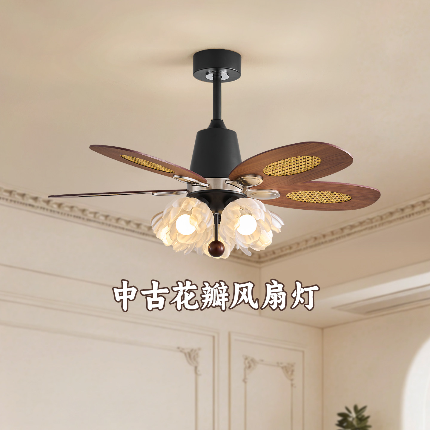 科耐宏南洋风藤编风扇灯吊扇灯