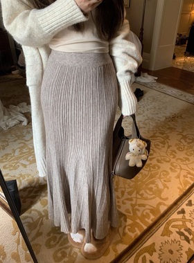 针织裙半身裙女秋冬长款包臀修身鱼尾裙2025新款A字裙高腰长裙