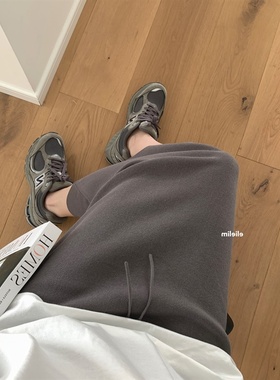 针织半身裙显瘦时髦包臀裙垂感高腰中长款纯色直筒裙一步裙25秋装