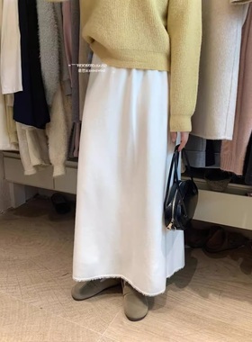 针织毛呢半身裙女秋冬高级感小个子包臀a字长裙呢子半裙毛线包裙