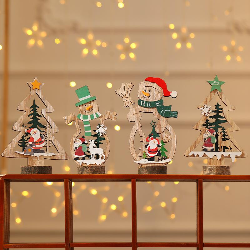 New Christmas decorations made of wood圣诞节装饰用品木质雪人