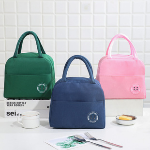Bag Lunch 批發(fā)廠家現(xiàn)貨純色小熊標(biāo)便當(dāng)包手提保溫袋餐包