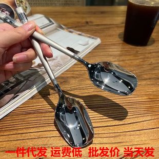 熱賣 Ice Spoon 新款 Cream 不銹鋼勺子網紅長柄甜品雪糕西瓜勺