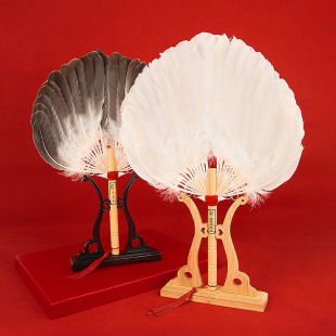 White 羽毛扇子夏天便攜鵝毛扇中國風孔明羽毛扇寶寶 Fan Feather