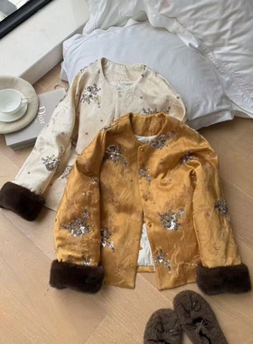 【现货】25冬季新款重工亮片羽绒外套女设计感羽绒服上衣冬1773