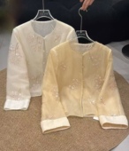 现货 外套袖 26春季 国风刺绣钉珠中式 口翻边高级感外套 新款