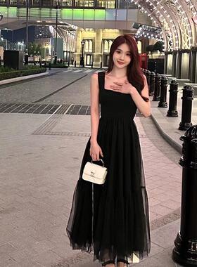 【现货】mi2naa轻奢小黑裙小众连衣裙小礼服chic网纱裙搭外套