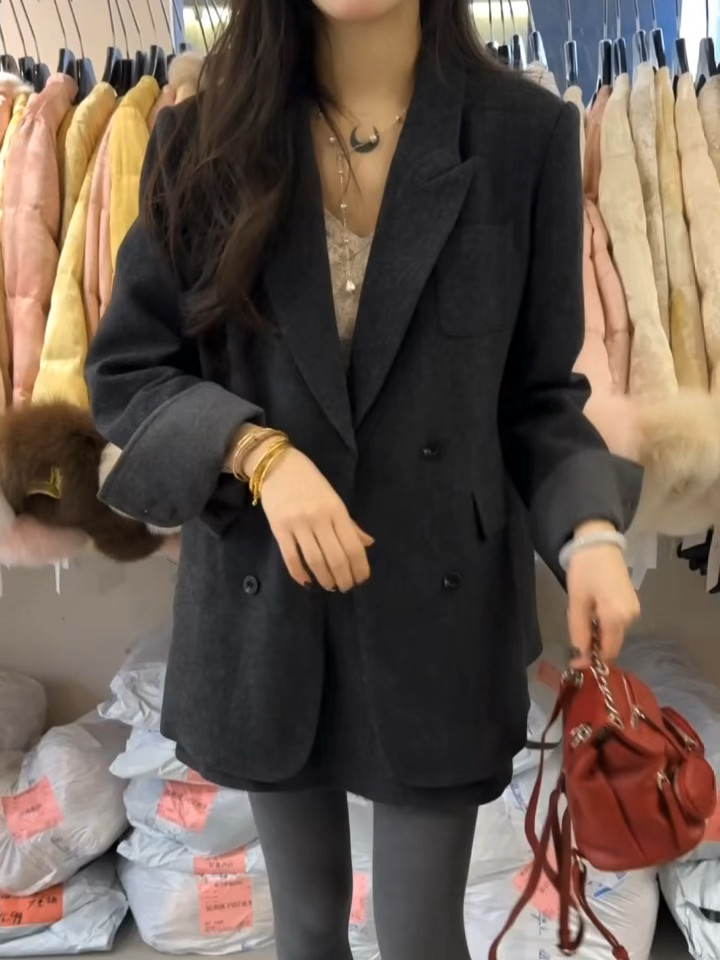 【现货】25冬季新款翻领毛呢西装羽绒外套短裙两件套装女,女装/女士精品,时尚套装,淘宝优惠券,粉丝福利购,淘宝优惠卷