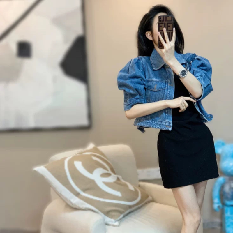 【现货】mi2naa25春季小香风时尚炸街牛仔吊带裙两件套装女