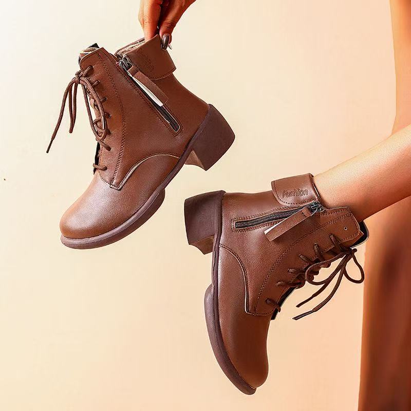 断码特价2025年冬季系带马丁靴女