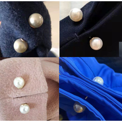 双头珍珠毛衣大衣螺旋袖扣合金