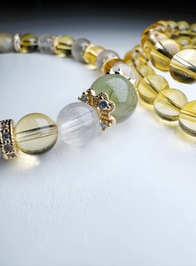 黄水晶兔毛DIY手链