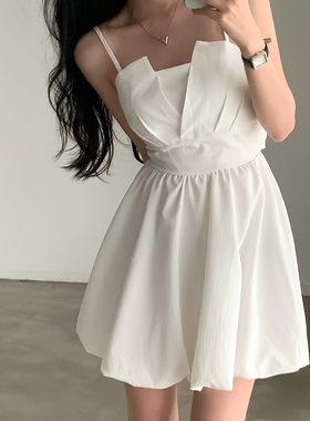 women clothes2025夏季新品韩国chic法式后背系带度假连衣裙女小