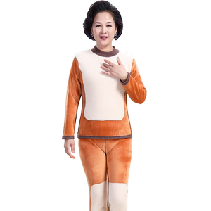 奶奶冬装加绒保暖内衣套装女中老年人加厚秋衣秋裤妈妈女装衣服冬