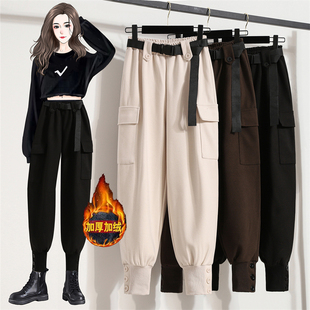 装 小宽松2秋0斤哈伦裤 20250冬新款 个子加绒工装 裤 速发大码