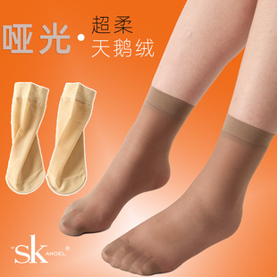 啞光天鵝絨短絲襪10D短筒高彈加厚女短襪腳尖加固襪子 6雙SK超薄款