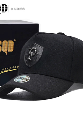 高顶大头围显脸小帽子男毛呢棒球帽冬季保暖时尚休闲黑色鸭舌帽男