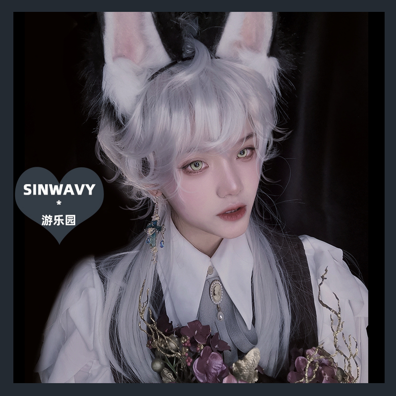 斯万家银白色男拖尾假发漫画cos