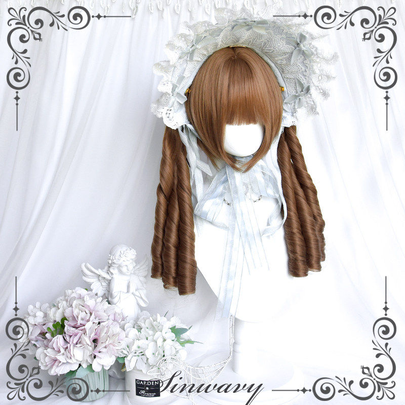 斯万家-Lolita假发复古金棕蜜糖色优雅罗马卷双马尾假发-|轻童话|