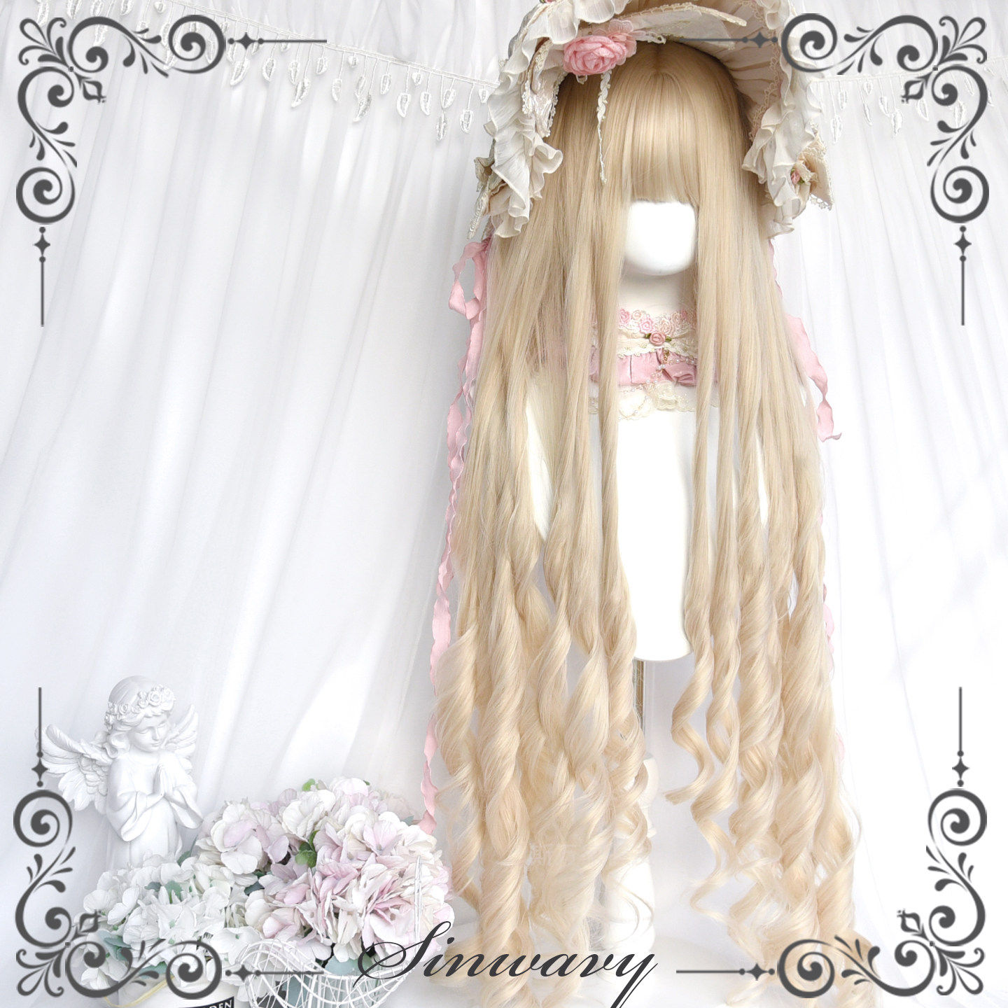 斯万家-1米罗马卷加长米色洛丽塔花嫁doll感假发女-|梦马罗马卷|