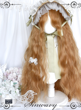 斯万家-金棕色80cm水波纹长卷发洛丽塔lo优雅假发女-|随想曲|