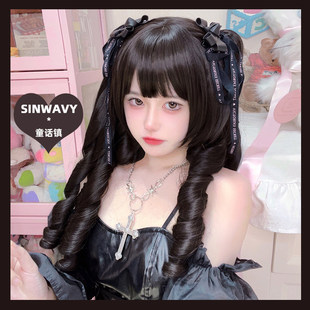 斯万家-复古优雅罗马卷双马尾假发洛丽塔虎口夹可拆假毛-|童话镇|