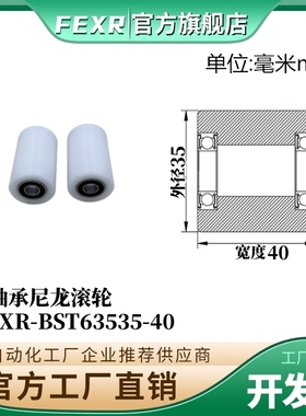 双轴承BST63535-40加宽POM滚轮塑料胶套尼龙包塑加厚输送带滑轮