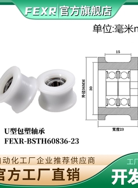 FEXR凹槽U型包塑轴承尼龙滑轮BSTH60836-23包塑轴承POM滚轮绕线轮