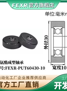 FEXR-PUT60430-10聚氨酯包胶轴承滑轮PU滚轮导向轮橡胶轮导向轮