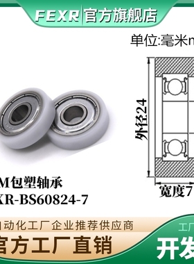 工厂直营BS60824-7外包进口POM包塑轴承滑轮高质量塑料轴承