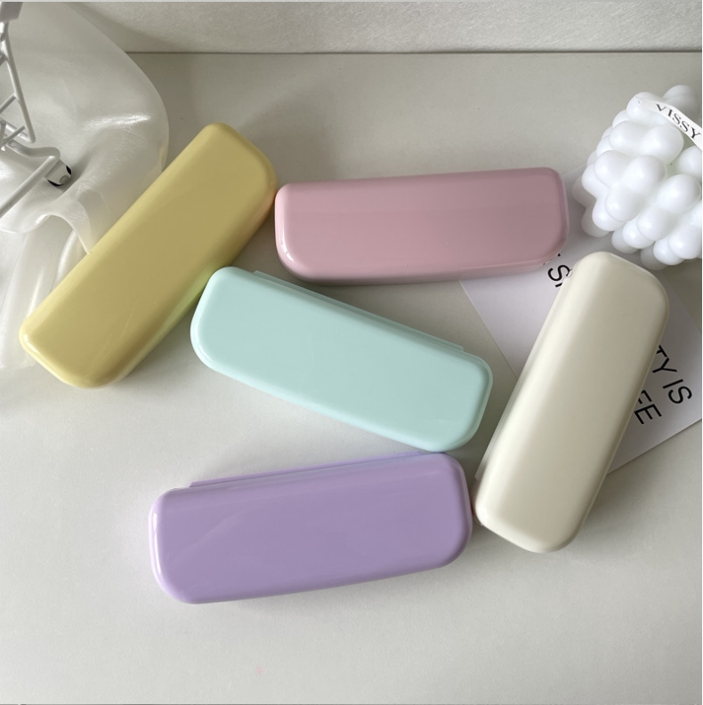 ins糖果色简约框架近视眼镜盒便携小清新墨镜太阳眼镜盒子奶油色