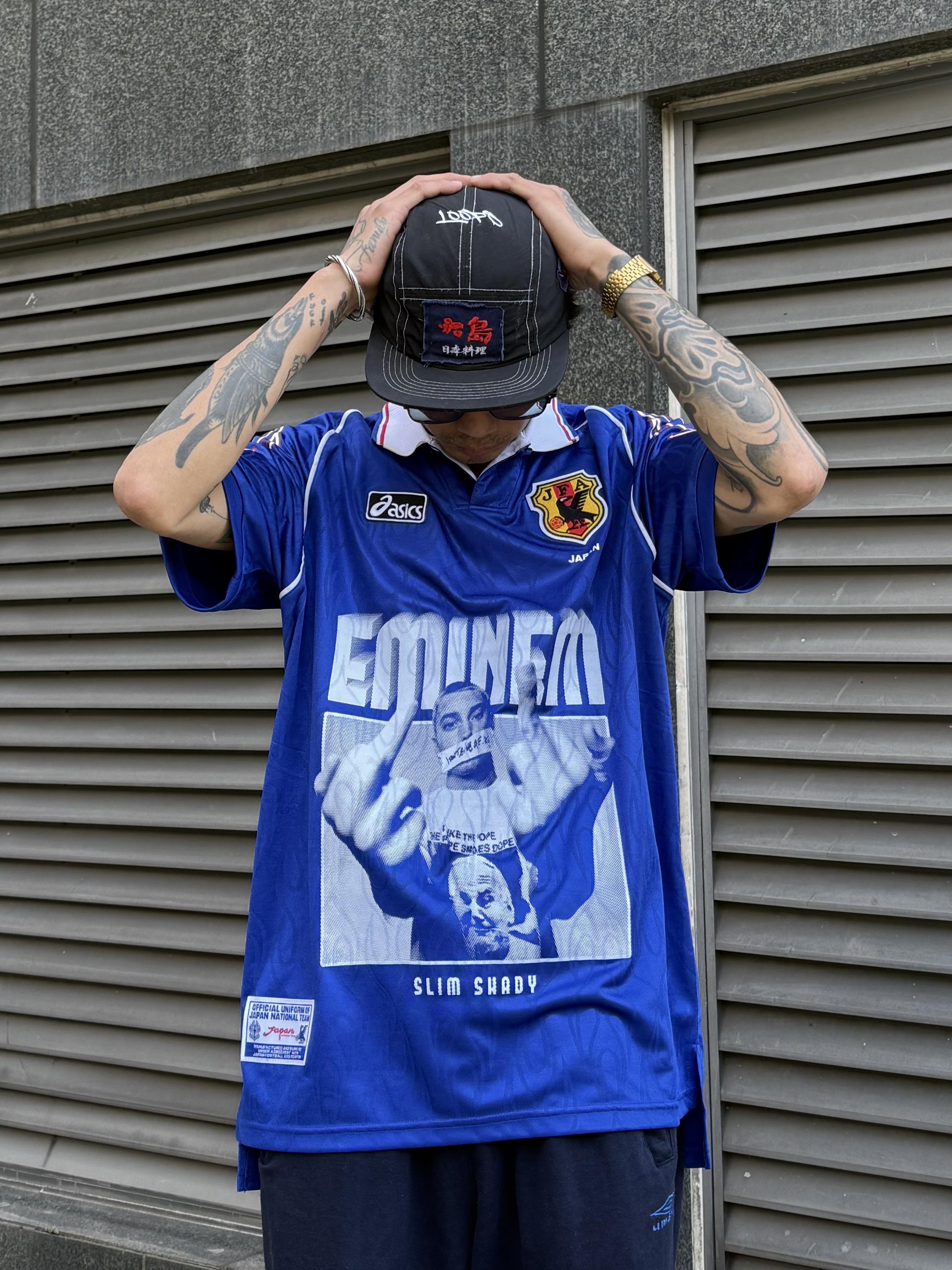 回路商店 手工复古印刷阿姆Eminem 蓝vintage足球服