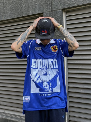 回路商店 手工复古印刷阿姆Eminem 蓝vintage足球服