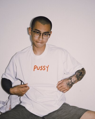回路商店 pussy 字母T恤 简单朋克摇滚宽松T恤