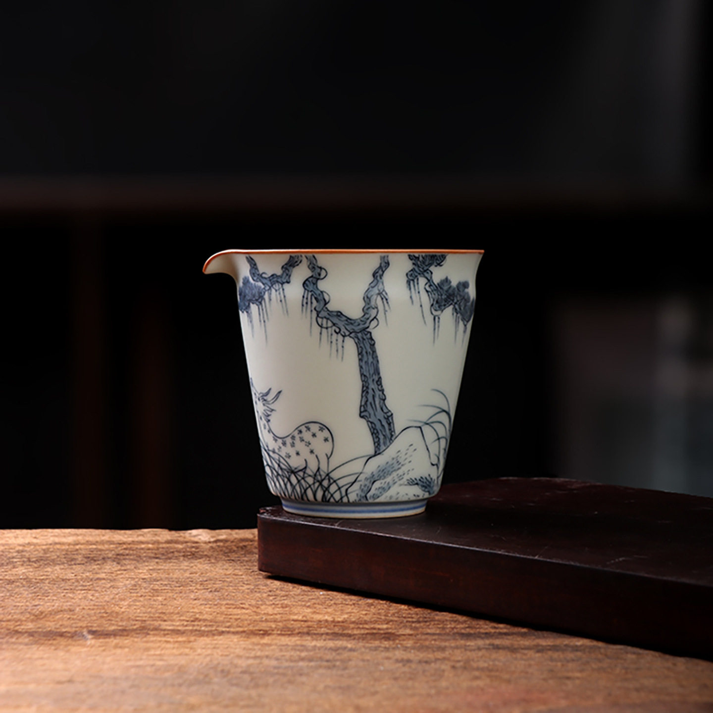 釉中彩青花瓷亚青手抓公道杯复古陶瓷公杯功夫茶具茶海泡茶分