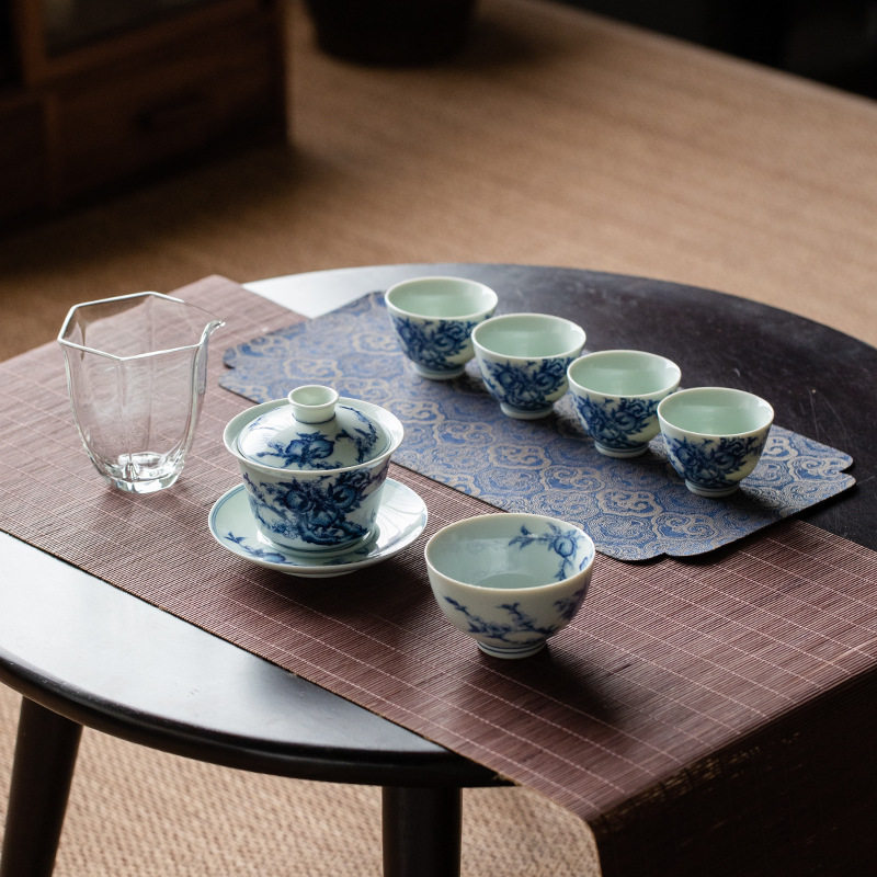 整套功夫茶具复古青花瓷套装