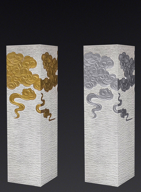 金色祥云展示柱中式落地摆件