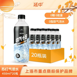 箱 20瓶 苏打气泡水450ml 上海原味零糖苏打气泡水 延中