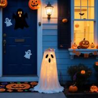 Halloween ghost figurines, candy buckets, door decorations, outdoor ornaments, luminous decorations, setting props, fruit plates thumbnail 5