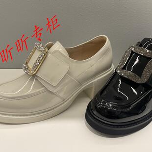 tigrisso蹀愫女鞋2024春季水钻乐福鞋粗高跟圆头单鞋女TA54190-51