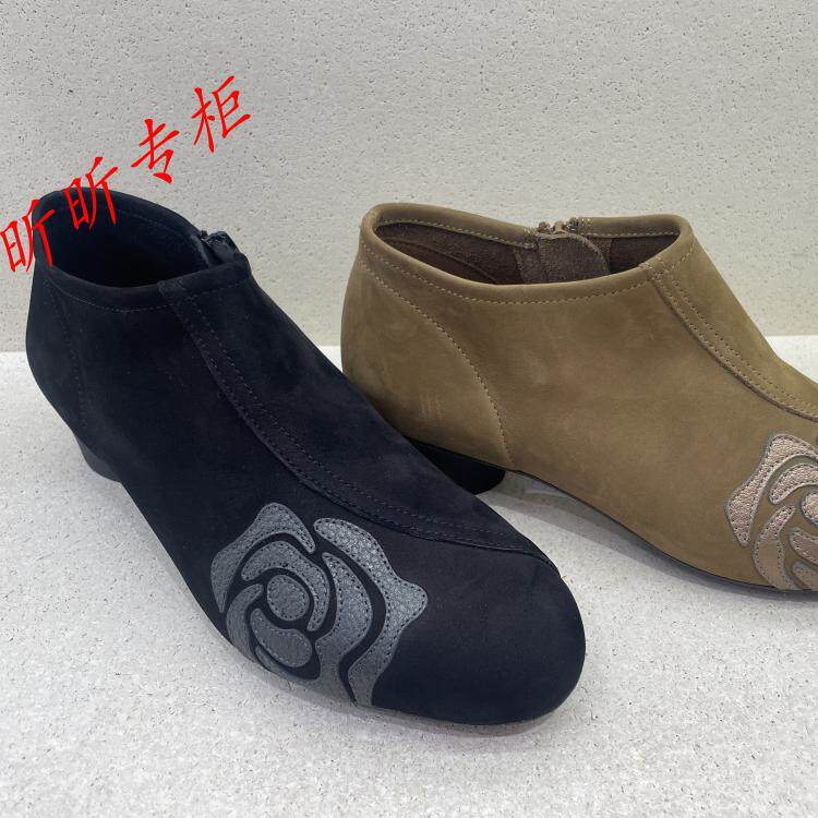 雅氏粗跟脚踝靴女短靴单靴子4SF0