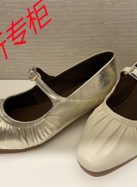 蹀愫女鞋 2024年秋季新款复古银色玛丽珍粗跟芭蕾鞋TA54569-50 51