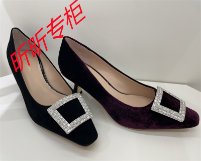 Le saunda莱尔斯丹2024秋季优雅水钻细高跟浅口方头单鞋女5T56501