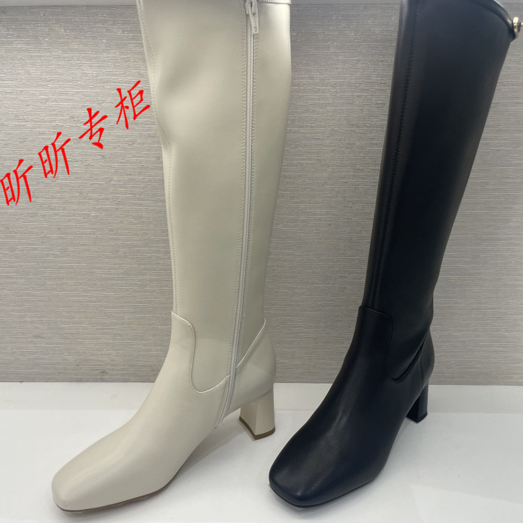 碟愫时装骑士靴女粗跟高筒长靴子