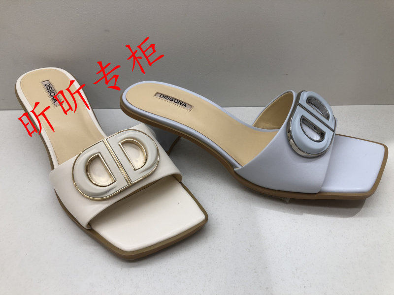 dissona迪桑娜女鞋2023年夏季后空一字拖粗跟凉鞋女388142 388171