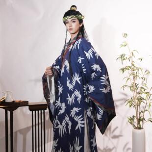 嘉靖帝同款道袍纯棉道德经棉袍睡衣大明王朝1566嘉靖深蓝竹纹棉袍