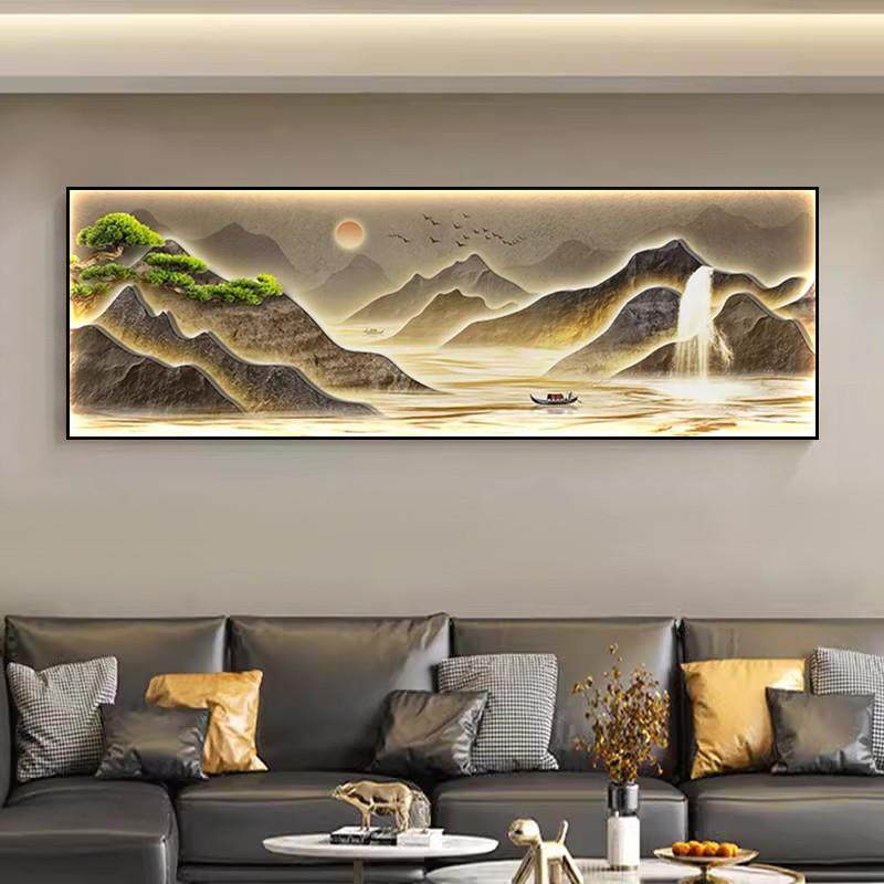 。客厅背靠金山手工贴钻十字绣风景水晶钻石画全贴流水生财自己贴