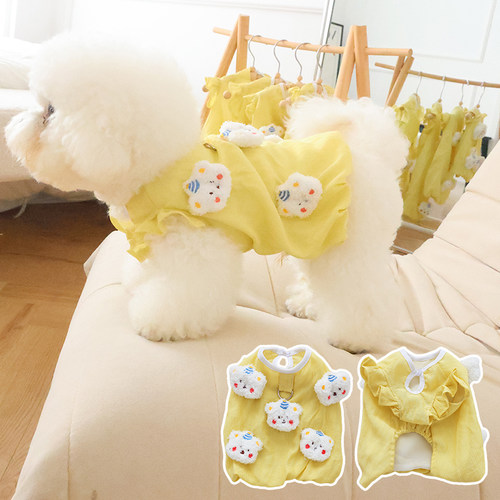 可爱小熊宠物衣服可牵引轻薄面料