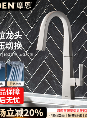 新品 摩恩尼奥系列厨房抽拉龙头冷热水下拉龙头方形工业风S75005